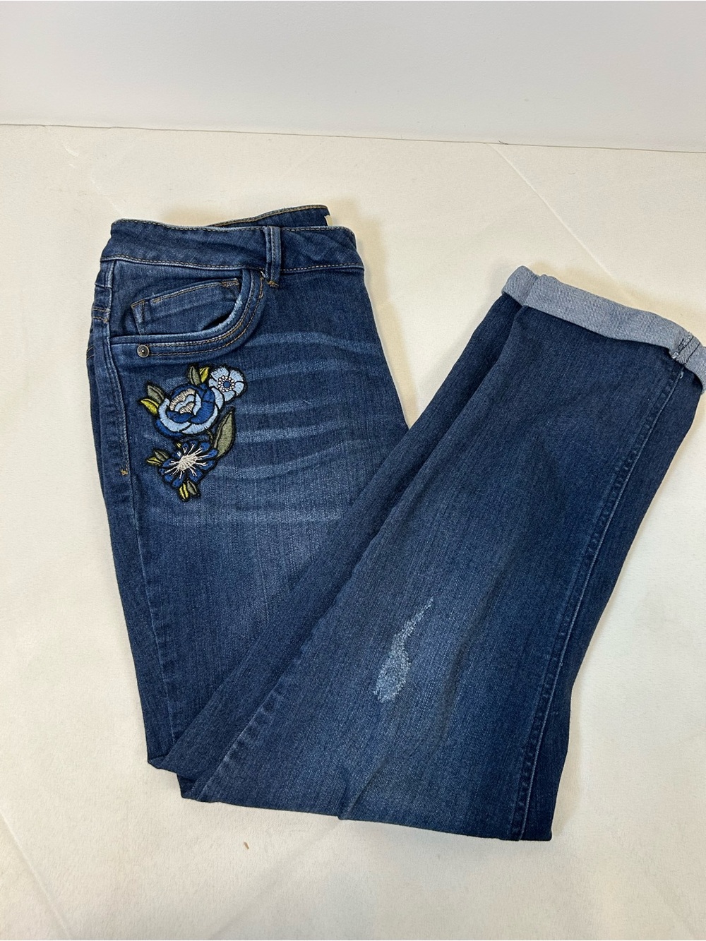 Democracy Dark Blue Freedom Ankle Skimmer‎ with Floral Embroidery Women’s 12 - Picture 6 of 6